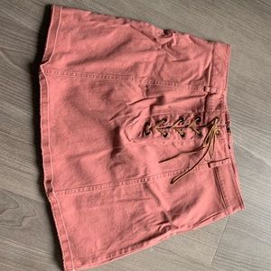 Pink denim skirt